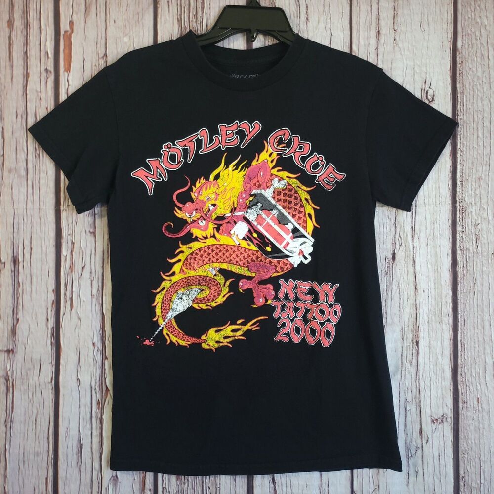 Motley Crue Small Tattoo Tour 2000 Dragon Band T-shirt Unisex Rock